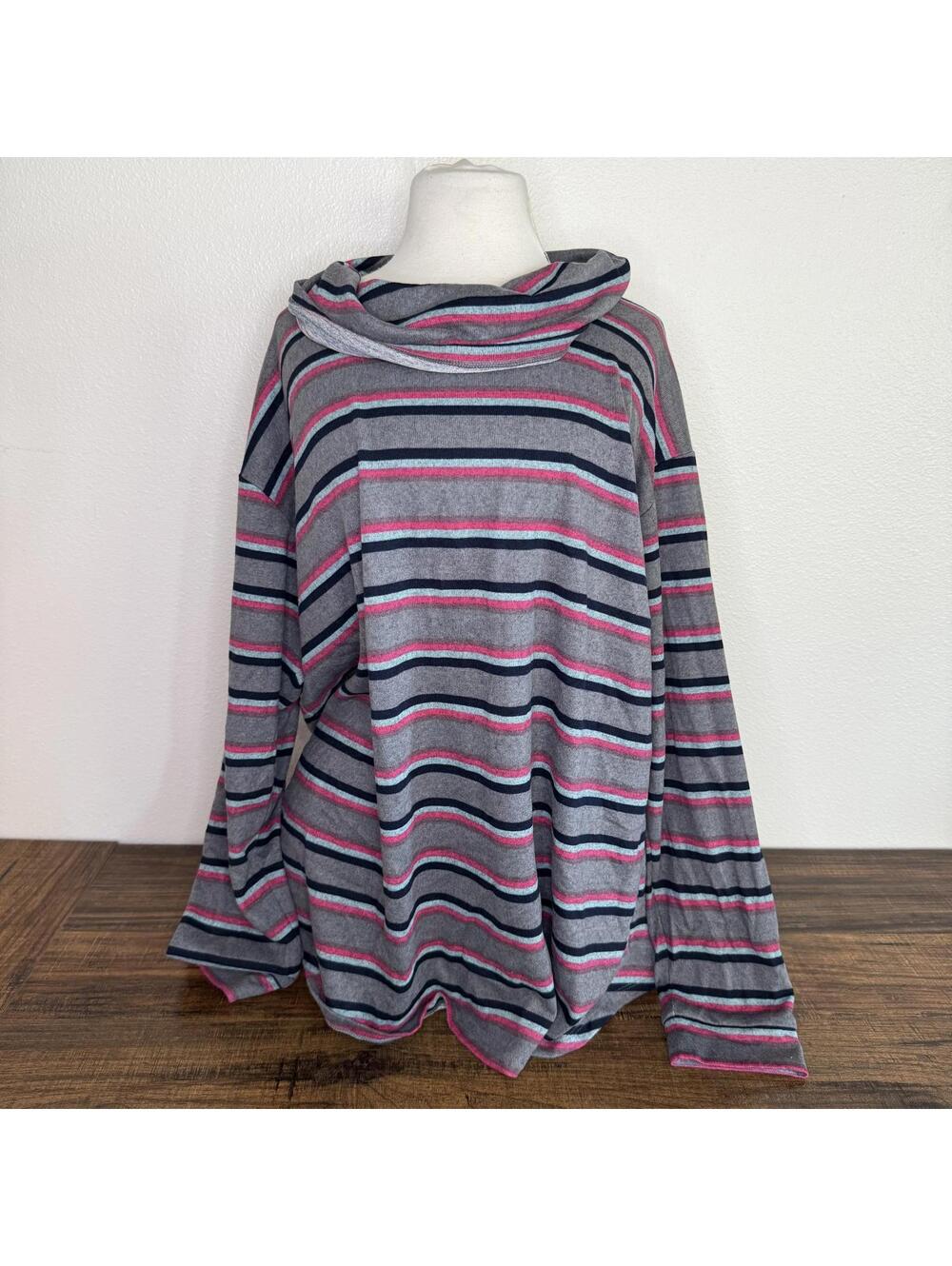 Lane Bryant Striped Long Sleeve Cowl Neck Top Size 18/20